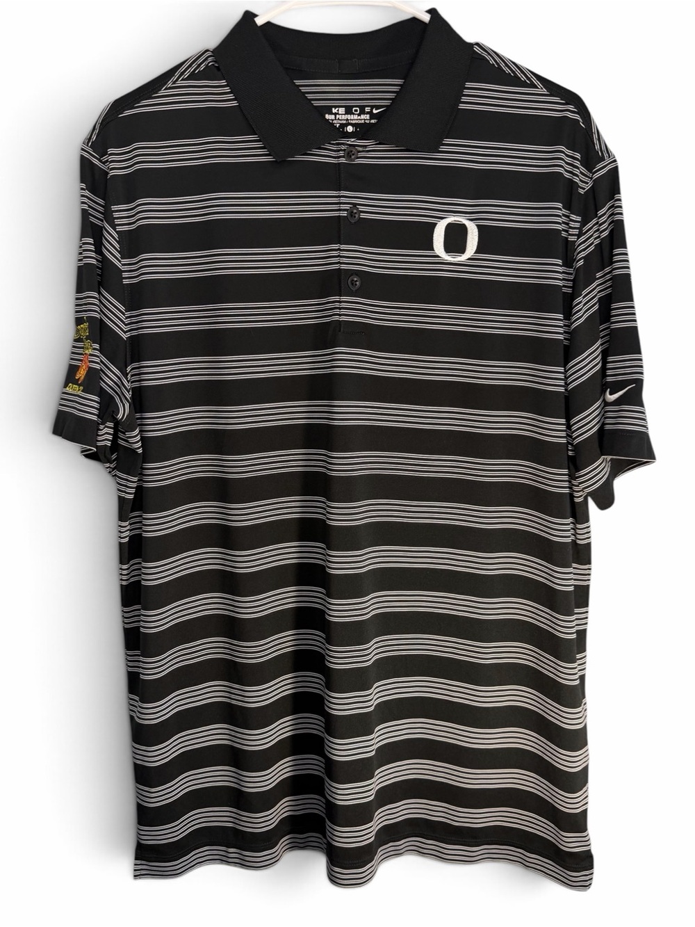 Dutch Bros LARGE Nike Oregon Striped Performance Polo “Duffin 2023” DB 1992